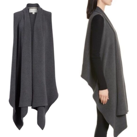 BROCHU WALKER Sorin Merino Wool Blend Wrap Vest Shale Melange XS